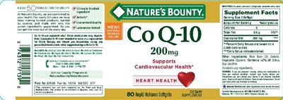 Photo of the Nature's Bounty Co Q-10 200 mg label