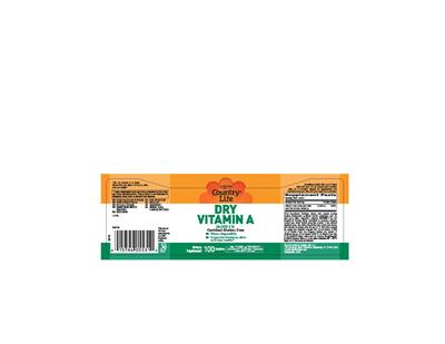Photo of the Country Life Dry Vitamin A 10,000 IU label