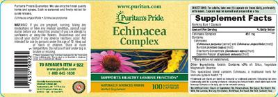 Photo of the Puritan's Pride Echinacea Complex label