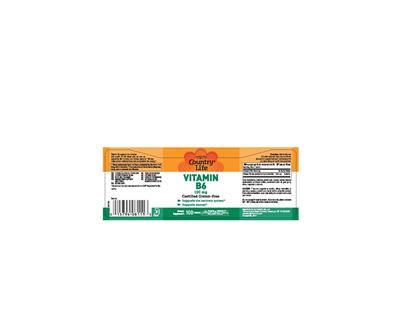 Photo of the Country Life Vitamin B6 100 mg label