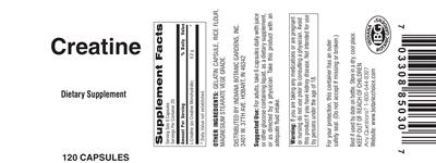 Photo of the Indiana Botanic Gardens Creatine label