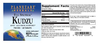 Photo of the Planetary Herbals Full Spectrum Kudzu 750 mg label