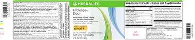 Photo of the Herbalife Prolessa Duo label