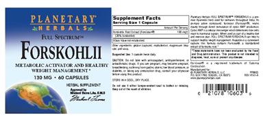 Photo of the Planetary Herbals Full Spectrum Forskoholii 130 mg label