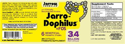 Photo of the Jarrow Formulas Jarro-Dophilus + FOS label