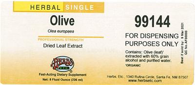 Photo of the Herbs, Etc. Olive label