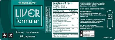Photo of the Trader Joe's Liver Formula label