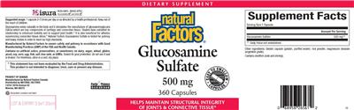 Photo of the Natural Factors Glucosamine Sulfate 500 mg label
