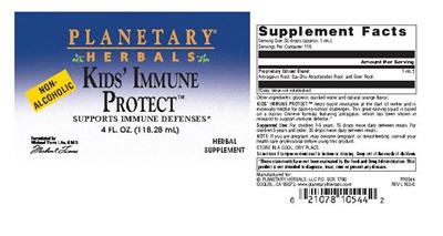 Photo of the Planetary Herbals Kids' Immune Protect label