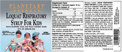 Photo of the Planetary Herbals Loquat Respiratory Syrup For Kids label