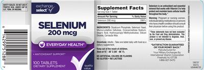 Photo of the Exchange Select Selenium 200 mcg label