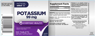 Photo of the Exchange Select Potassium 99 mg label