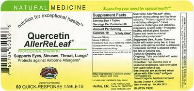 Photo of the Herbs, Etc. Quercetin AllerReLeaf label