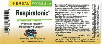 Photo of the Herbs, Etc. Respiratonic label
