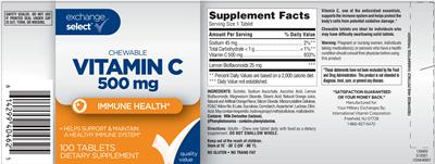 Photo of the Exchange Select Chewable Vitamin C 500 mg label
