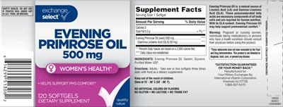 Photo of the Exchange Select Evening Primrose Oil 500 mg label