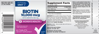 Photo of the Exchange Select Biotin 10,000 mcg label