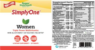 Photo of the SuperNutrition SimplyOne Women label