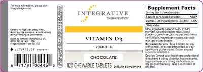 Photo of the Integrative Therapeutics Vitamin D3 2,000 IU Chocolate label