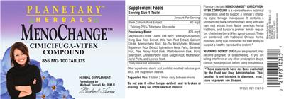 Photo of the Planetary Herbals MenoChange Cimicifuga-Vitex Compound 865 mg label
