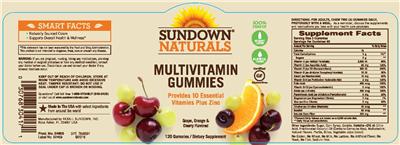 Photo of the Sundown Naturals Multivitamin Gummies label