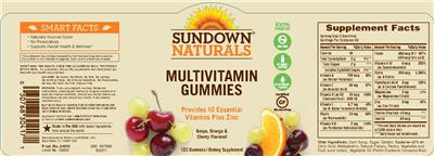 Photo of the Sundown Naturals Multivitamin Gummies label