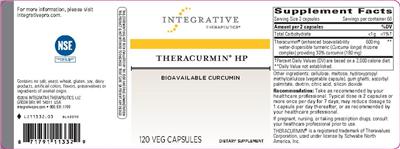 Photo of the Integrative Therapeutics Theracurmin HP label