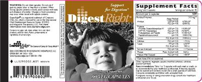 Photo of the Integrative Therapeutics DigestRight label