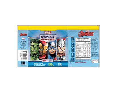 Photo of the NatureSmart Marvel Avengers Complete Multivitamin Gummies label