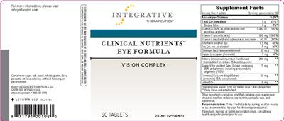 Photo of the Integrative Therapeutics Clinical Nutrients Eye Formula label