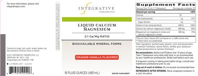 Photo of the Integrative Therapeutics Liquid Calcium Magnesium Orange-Vanilla Flavored label