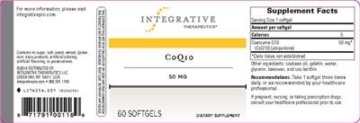 Photo of the Integrative Therapeutics CoQ10 50 mg label