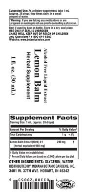 Photo of the Indiana Botanic Gardens Lemon Balm label