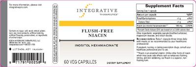 Photo of the Integrative Therapeutics Flush-Free Niacin label