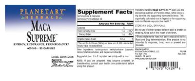 Photo of the Planetary Herbals Maca Supreme label