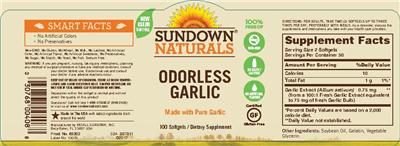 Photo of the Sundown Naturals Odorless Garlic label