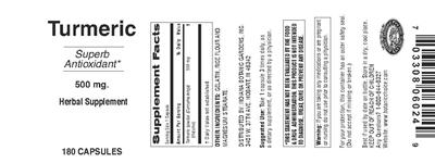 Photo of the Indiana Botanic Gardens Turmeric label