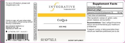 Photo of the Integrative Therapeutics CoQ10 100 mg label