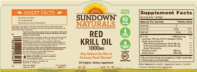 Photo of the Sundown Naturals Red Krill Oil 1000 mg label