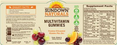 Photo of the Sundown Naturals Multivitamin Gummies label