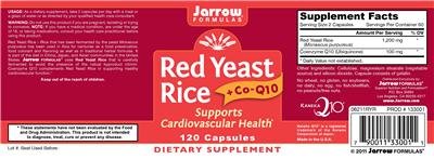 Photo of the Jarrow Formulas Red Yeast Rice label