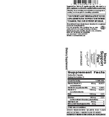 Photo of the Indiana Botanic Gardens Neuro Support Plus label