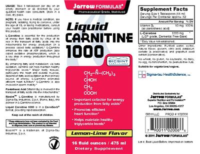 Liquid Carnitine 1000 Lemon-Lime Flavor