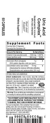 Photo of the Indiana Botanic Gardens Uric Acid Complex label