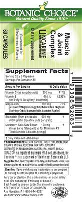 Photo of the Botanic Choice Muscle & Joint Complex label