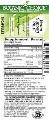 Photo of the Botanic Choice Neuro Support Plus label