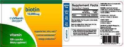 Photo of the The Vitamin Shoppe Biotin 10,000 mcg label