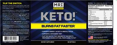 Photo of the MRI Performance Keto! label