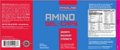 Photo of the Prolab Amino Gel-Caps label