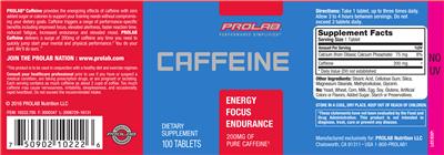 Photo of the Prolab Caffeine label